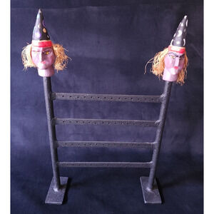 Halloween Metal Earring Organizer Stand Jewelry Gothic Witch Display Holder Rare